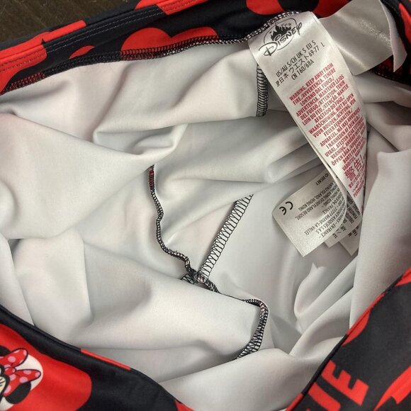 Disney Parks Minnie Mouse Leggings Womens Small S Black Red Floral Stretch Yoga - Picture 15 of 15